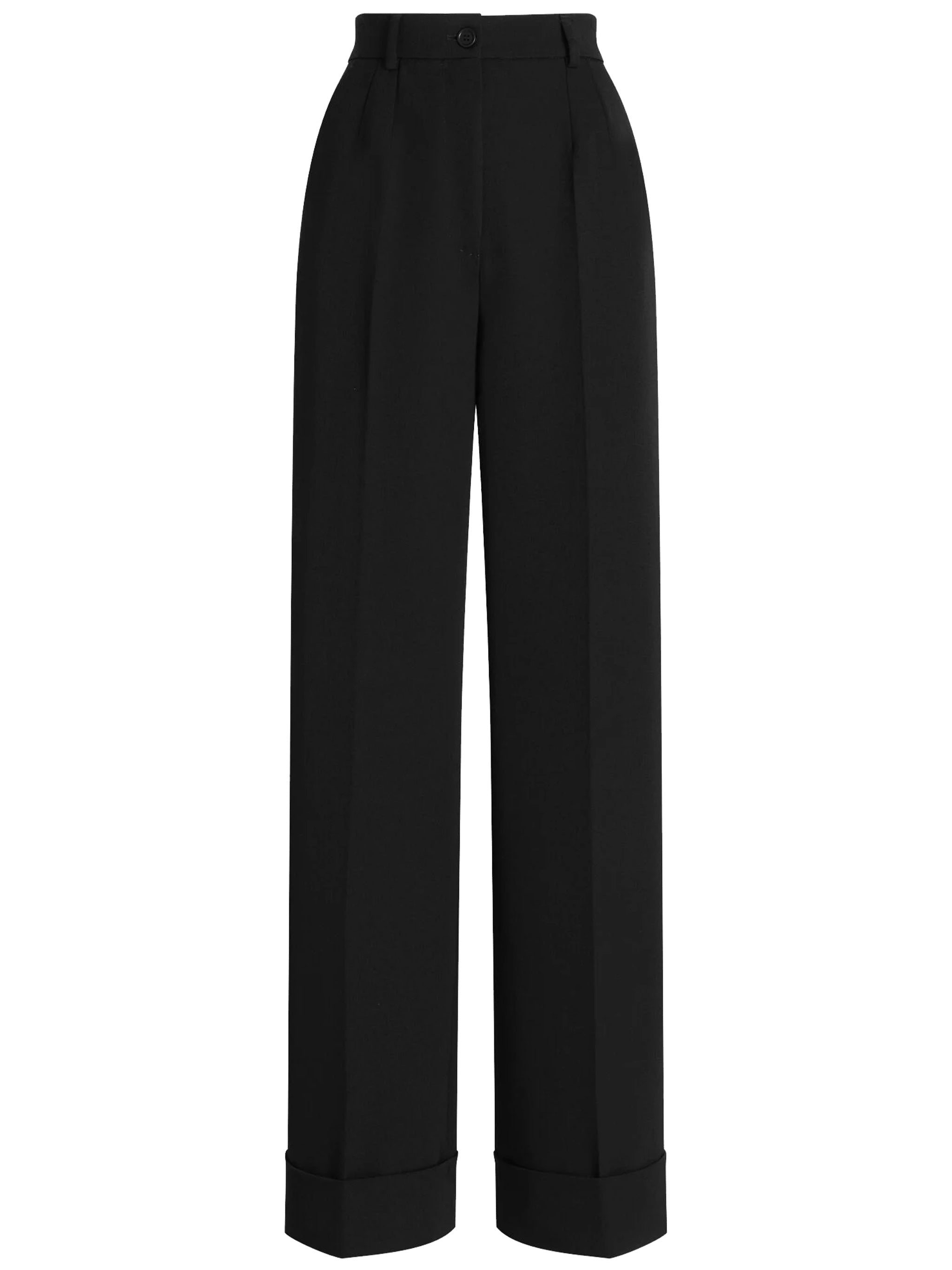Wide-Leg High Waist Tailored Wool Trousers
