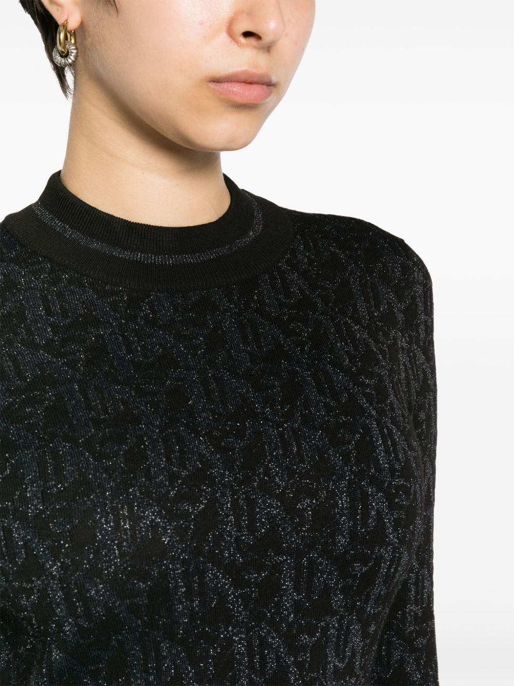 Monogram Jacquard Fitted Viscose Mini Dress