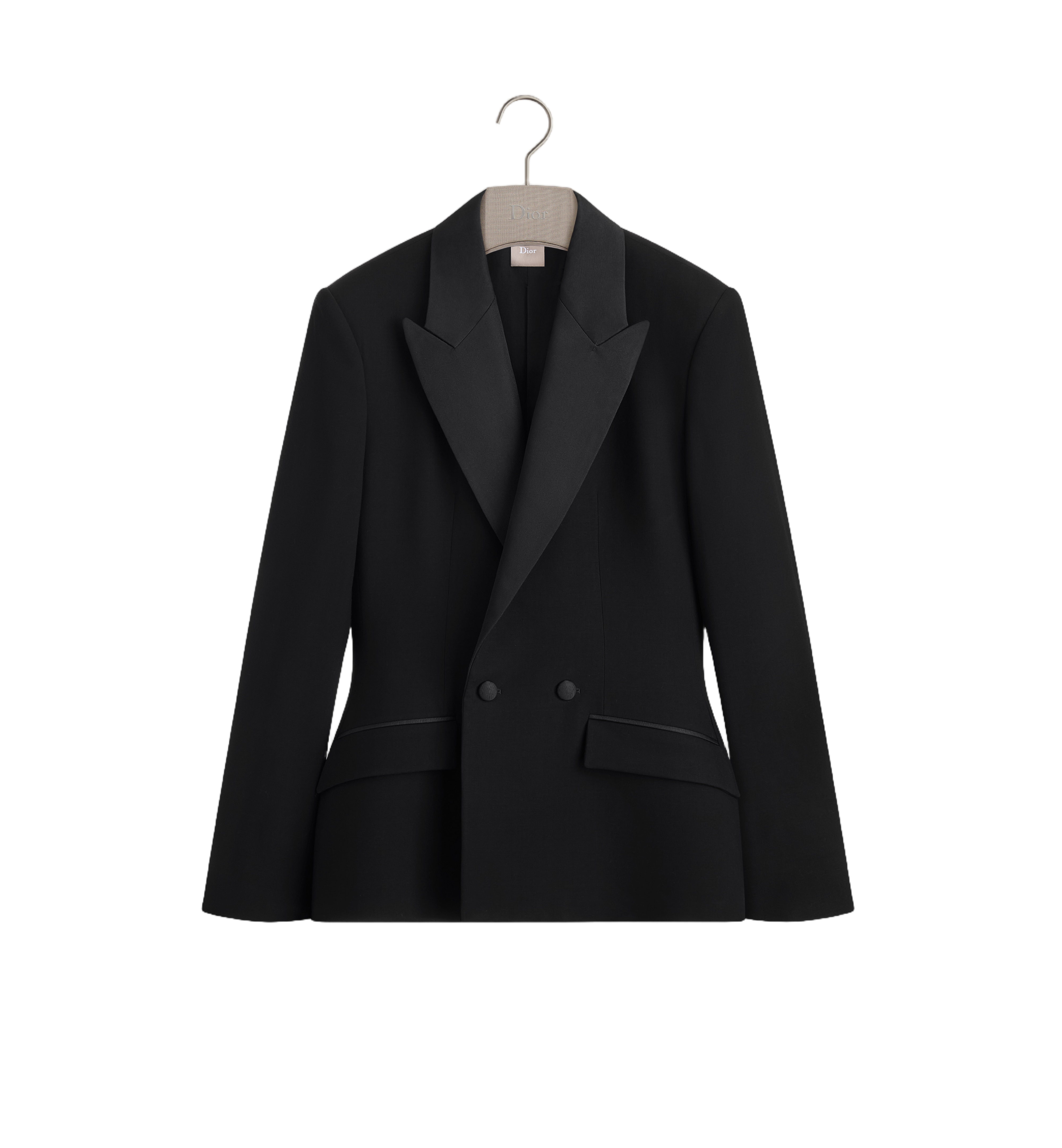 Double-Breasted Tailored Woven Jacket With Pointed Lapels