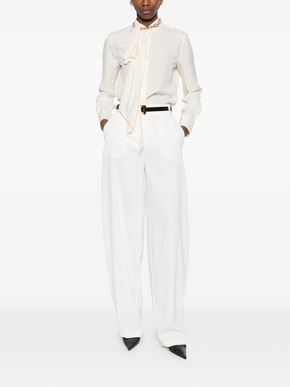 Draped Tie Neck Top In Silk