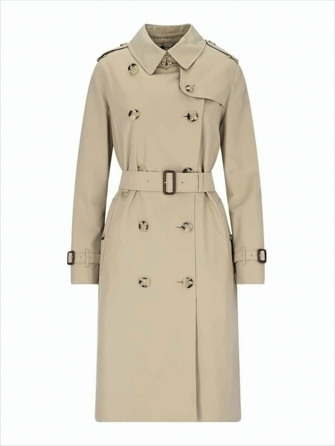 Double-Breasted Cotton Trench Coat With Tortoiseshell Buttons