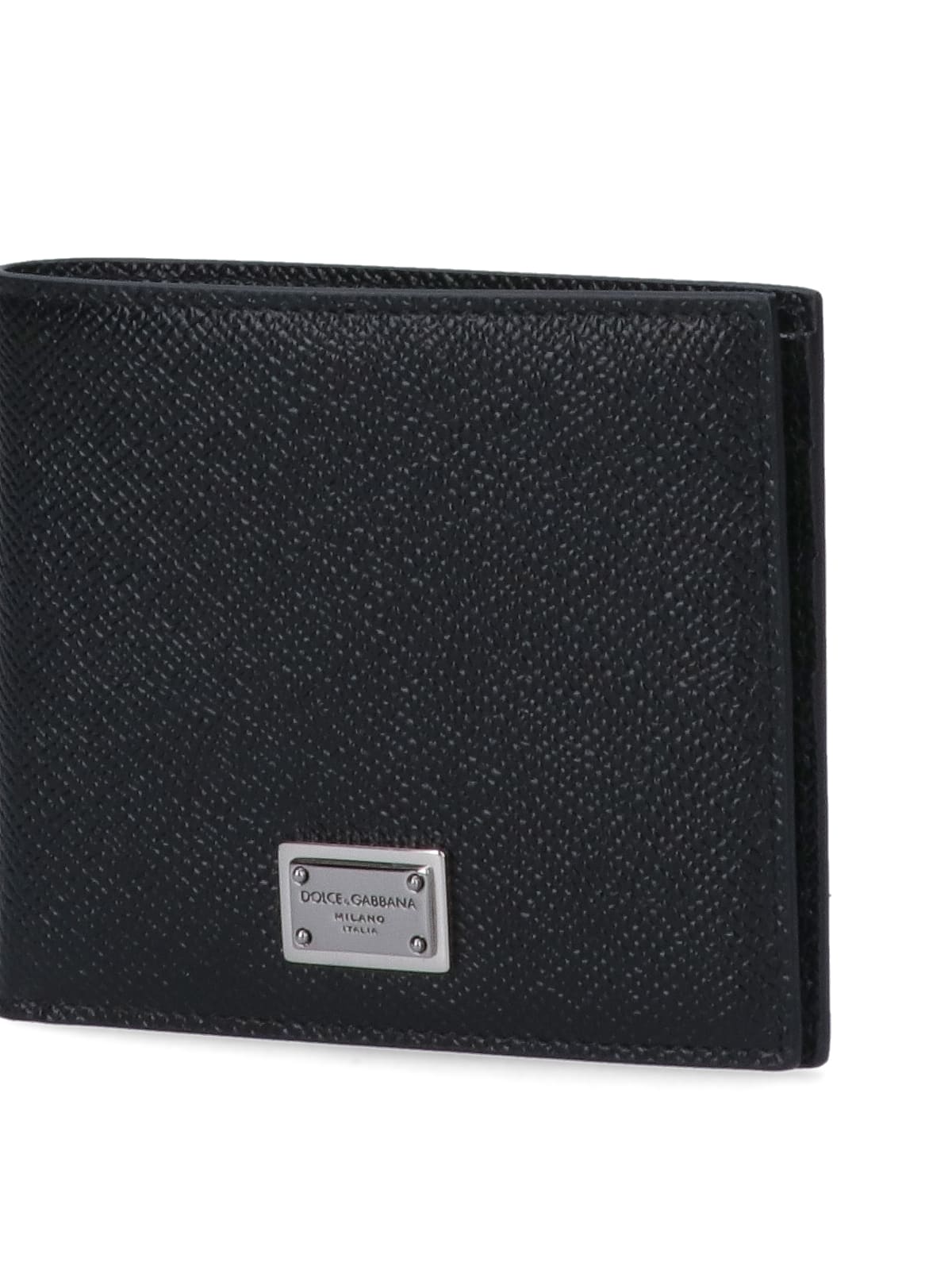 Bifold Textured Wallet with Rectangular Metal Branding