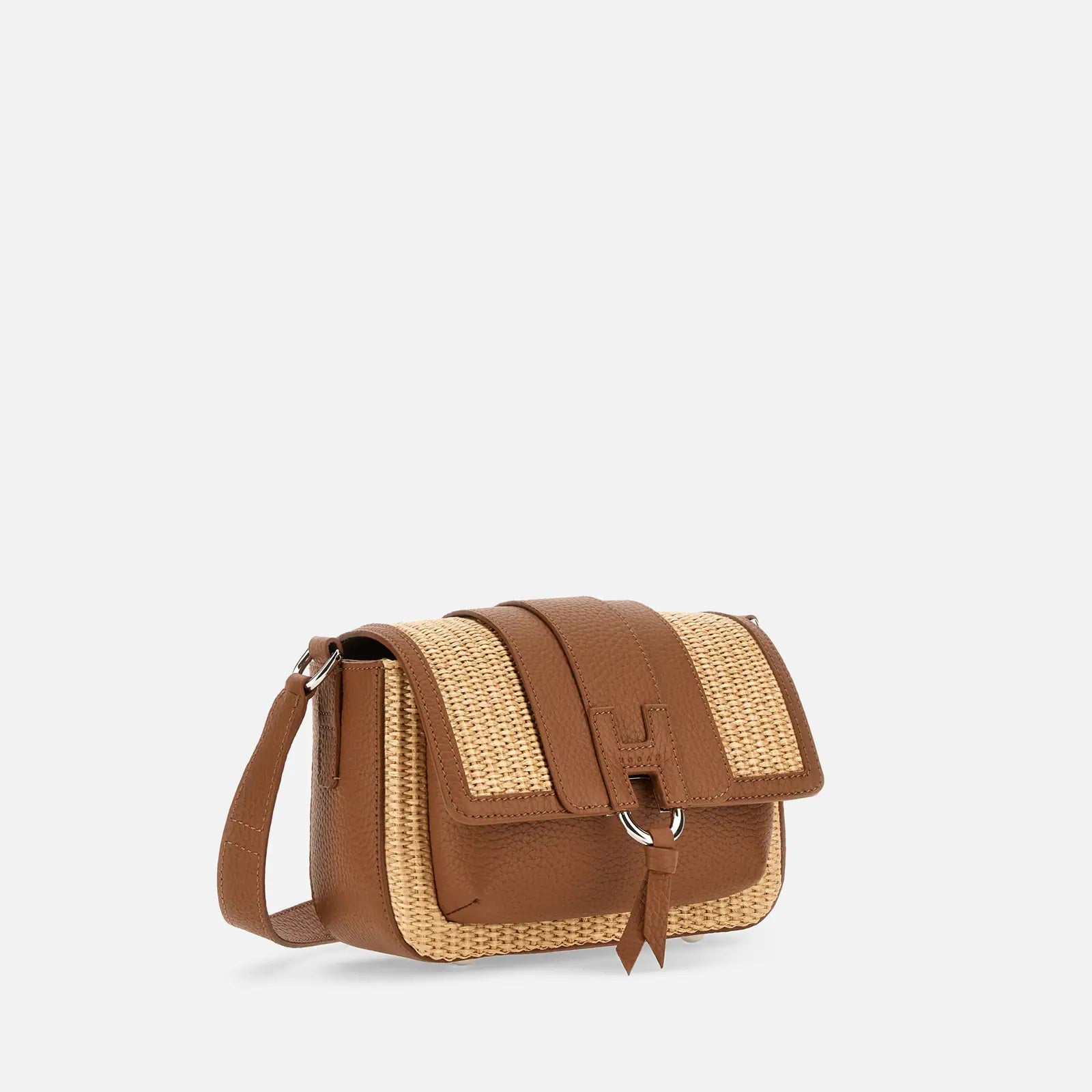 Beige Brown H01X Flap Bag Raffia Shoulder Bag