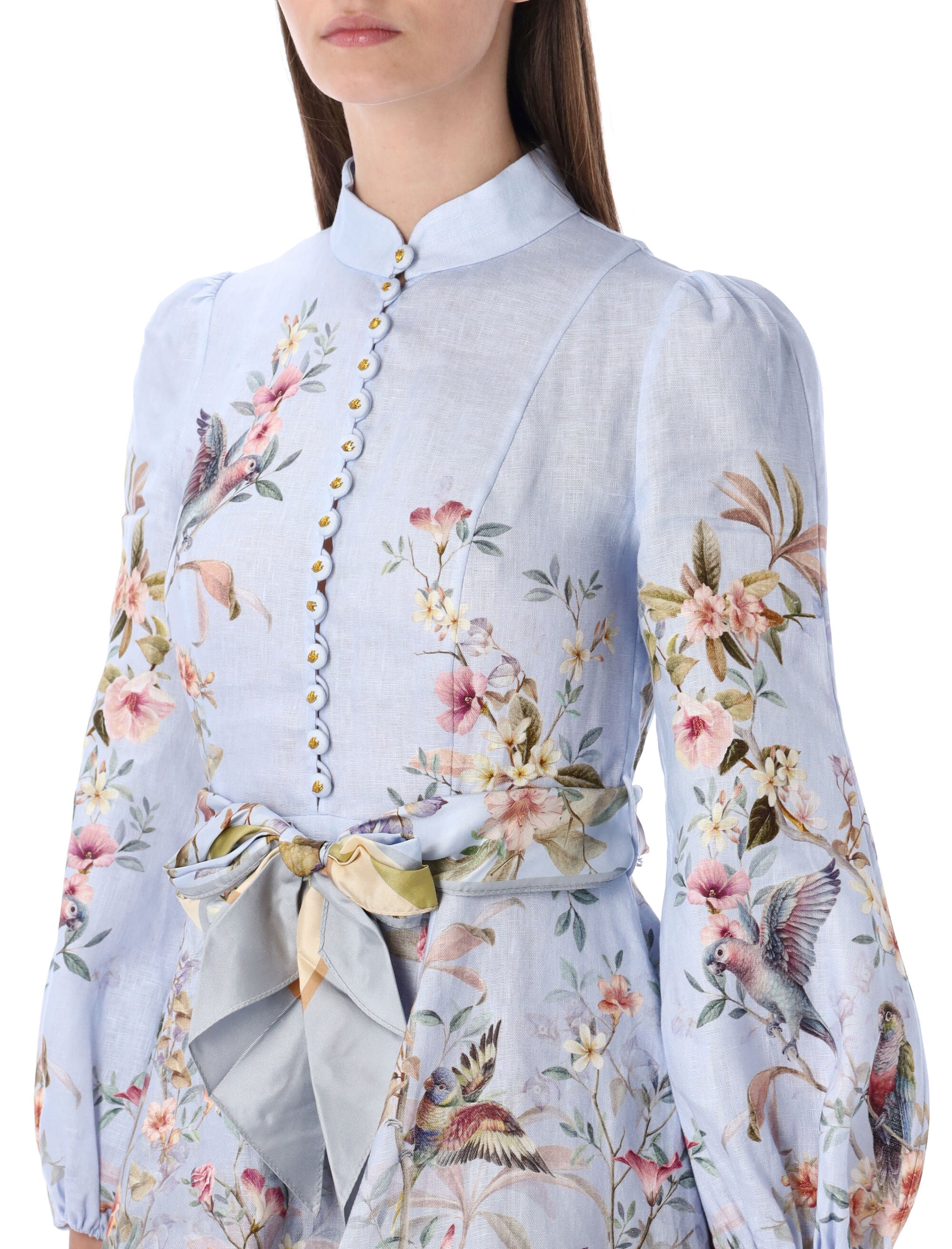 Rebellion Blue Floral Buttoned Mini Dress