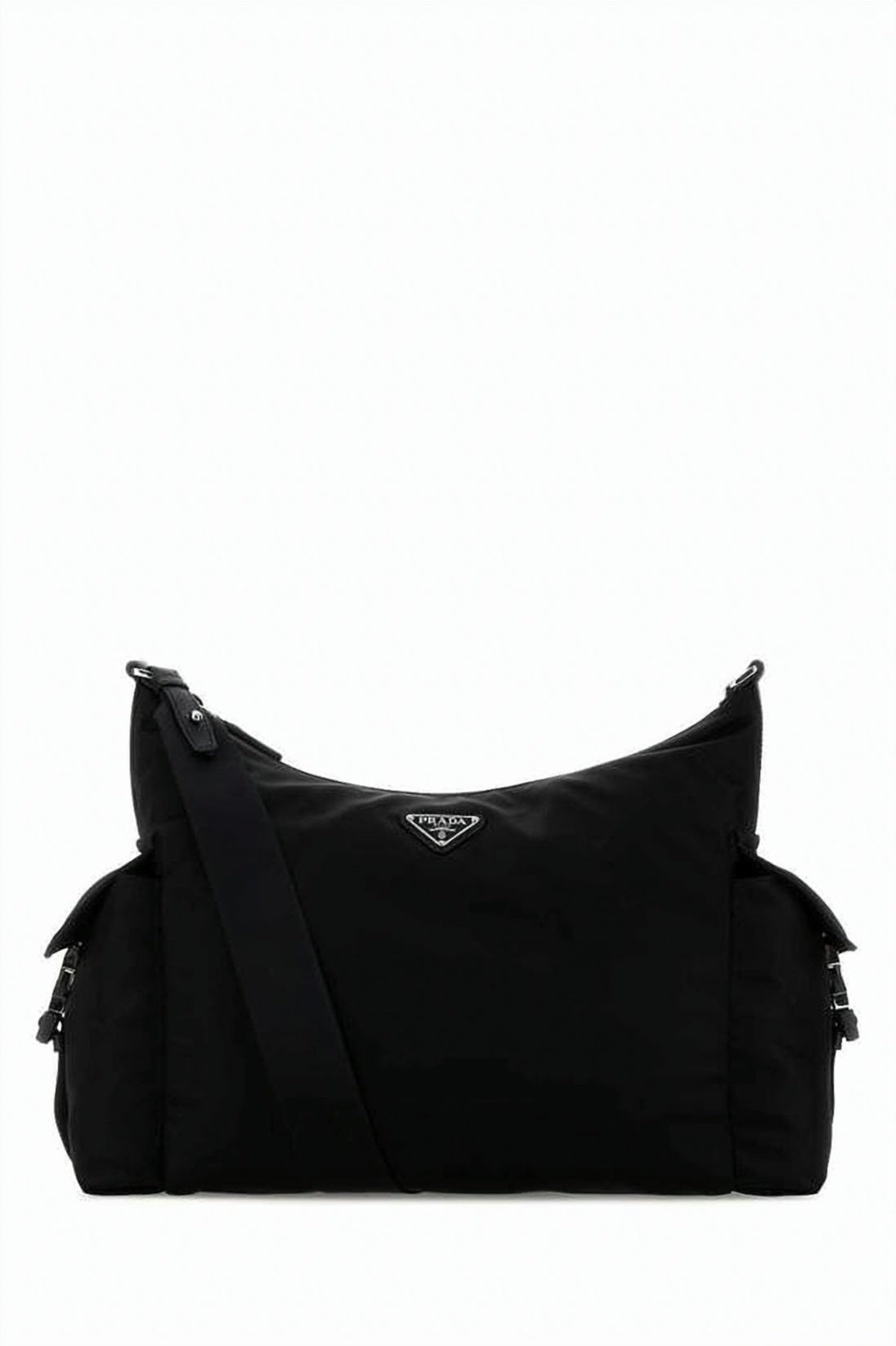 Black Polyamide Minimalist Logo Shoulder Bag