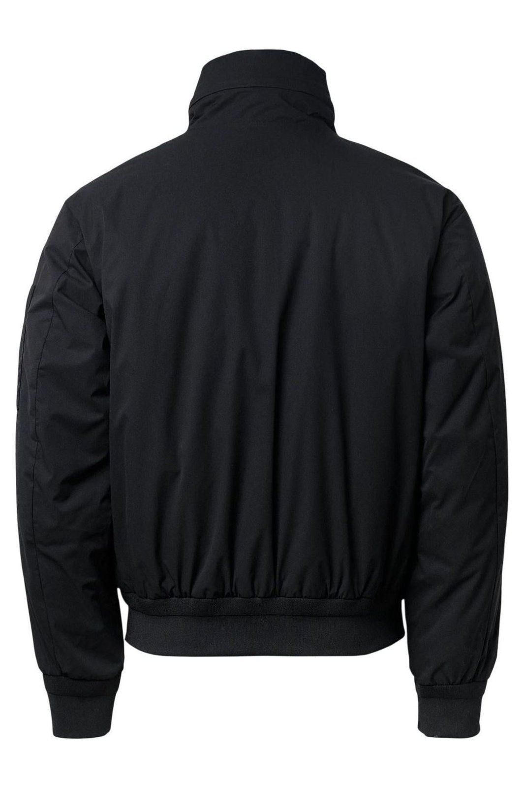 Padded Black Jacket With High Collar And Logo Detail