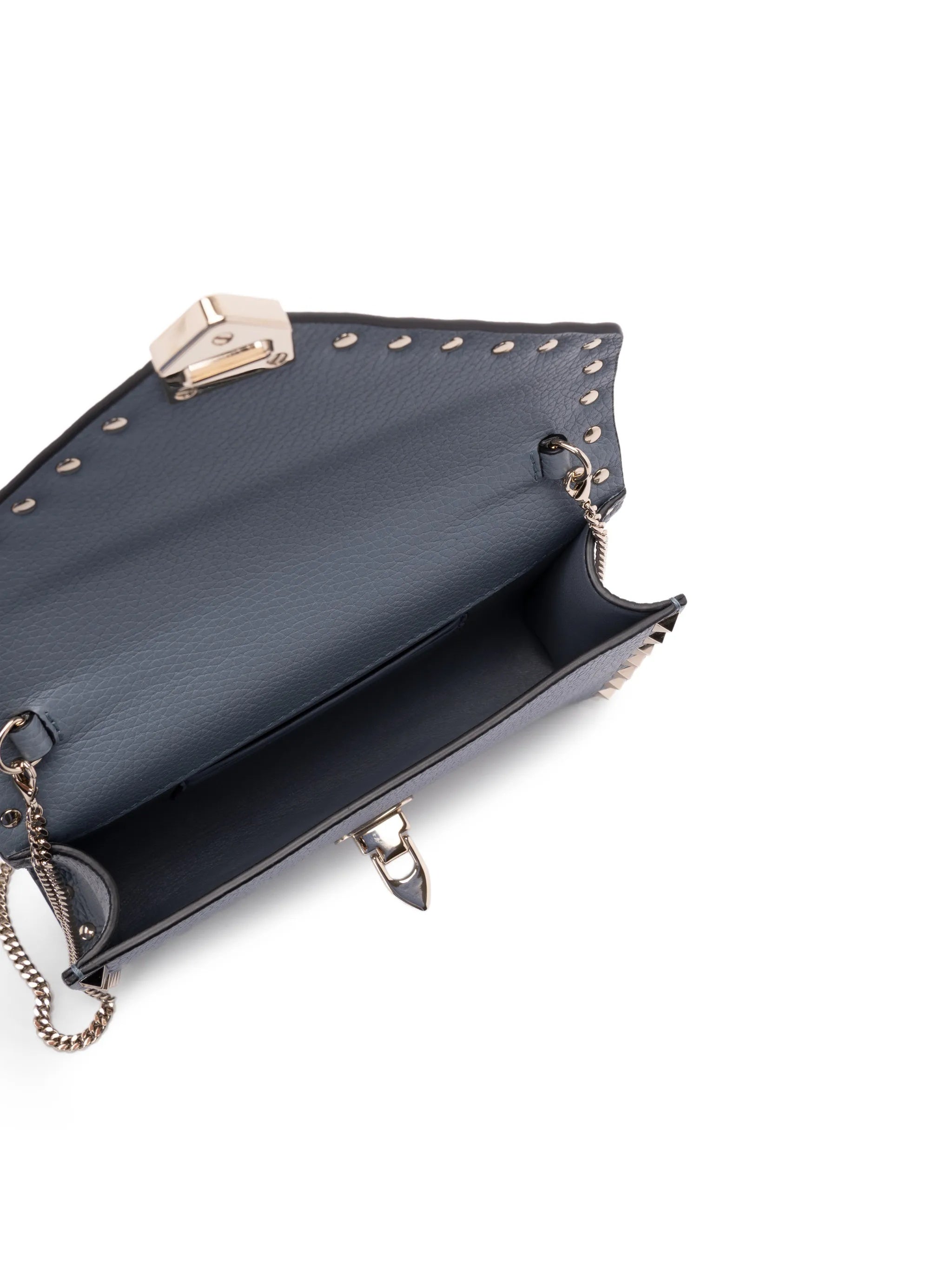 Blue Structured Studded Envelope Mini Bag