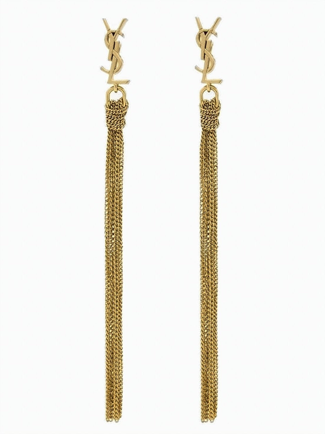 Gold Metal Cassandra Interlocking Logo Earrings