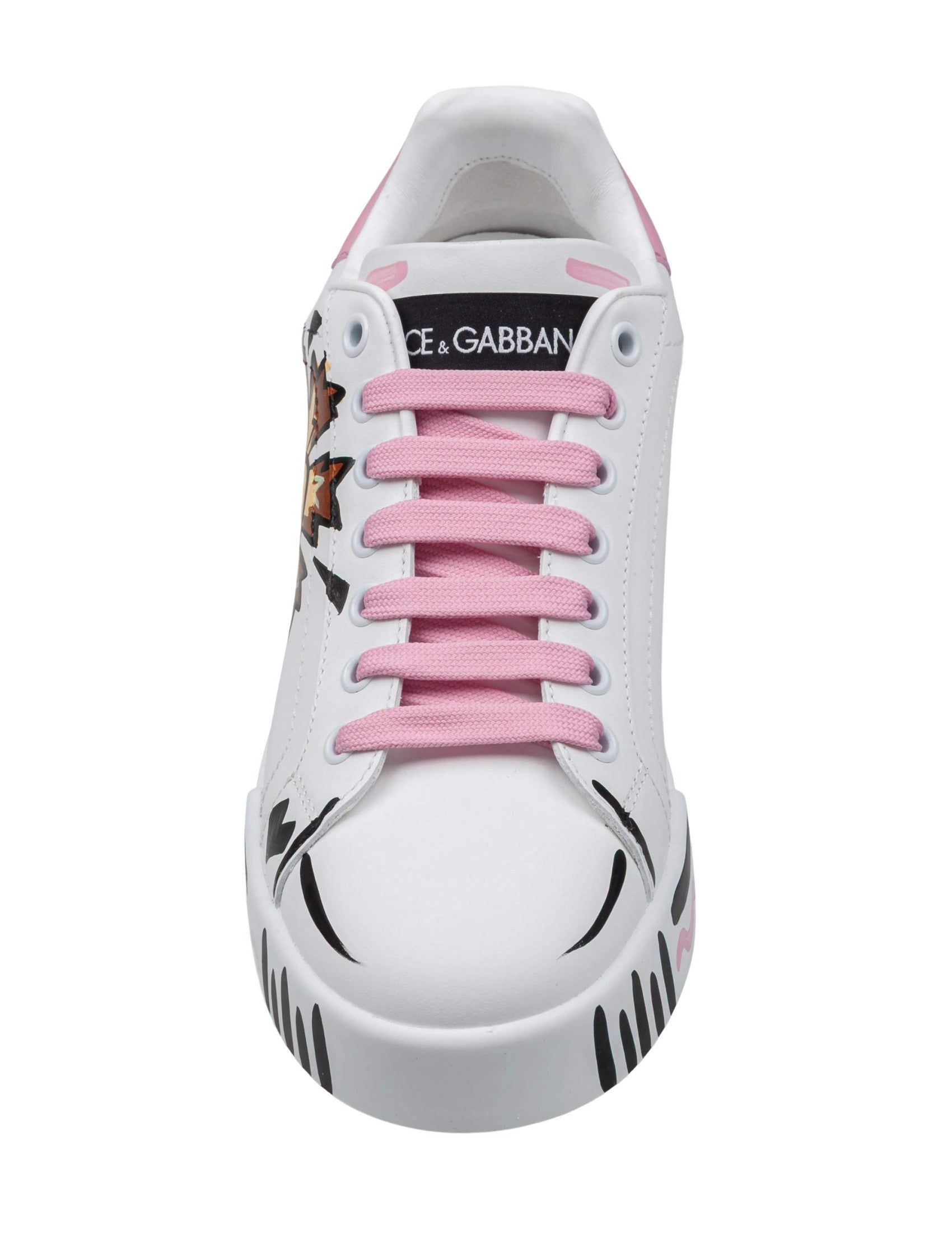 Hand-Painted White Leather Sneakers