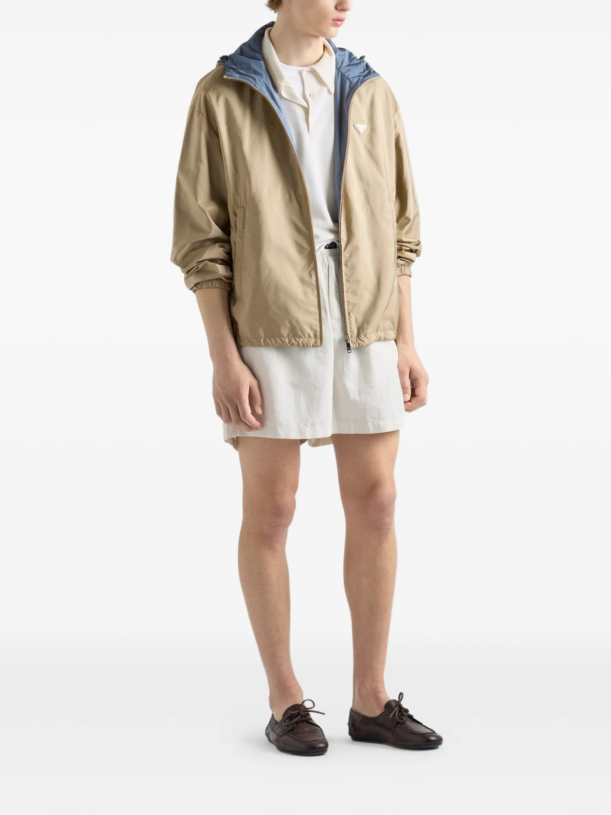 Reversible Beige/Blue Sporty Zip Jacket