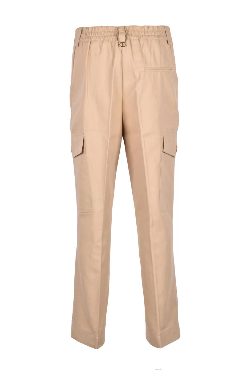 Beige Cargo Pants with Mid-Rise Waist