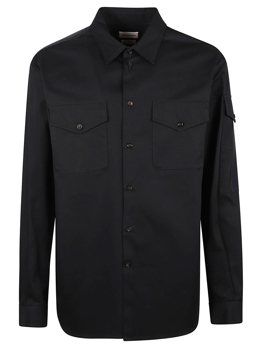 Structured Button-Up Shirt With Chest Pockets