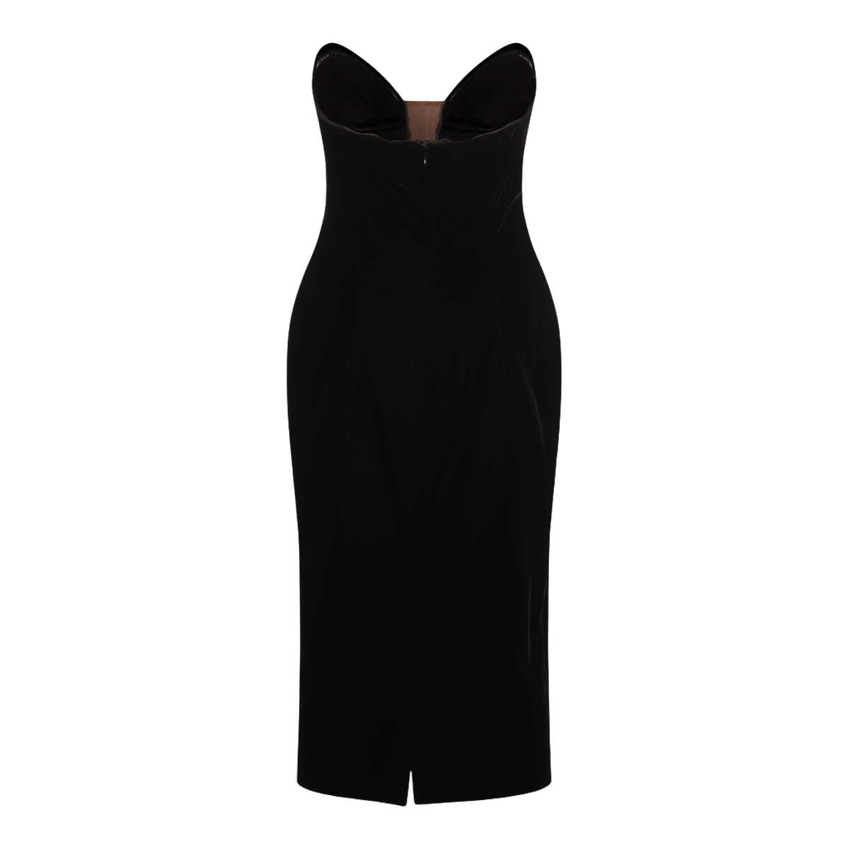 Strapless Black Midi Dress with Sweetheart Neckline