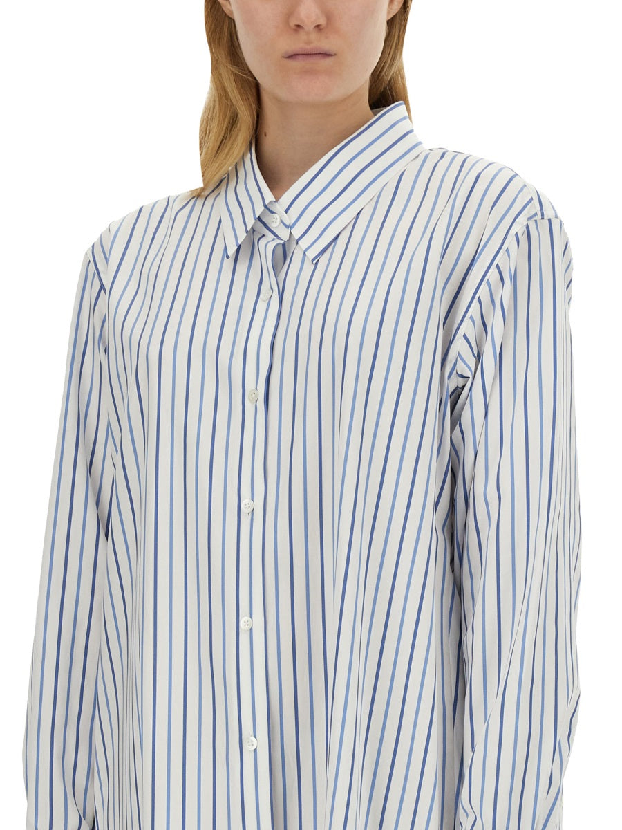 Oversized Cotton Shirt With Bold Stripe Pattern