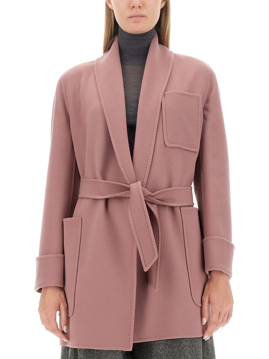 Belted Cashmere-Virgin Wool Jacket with Tailored Silhouette