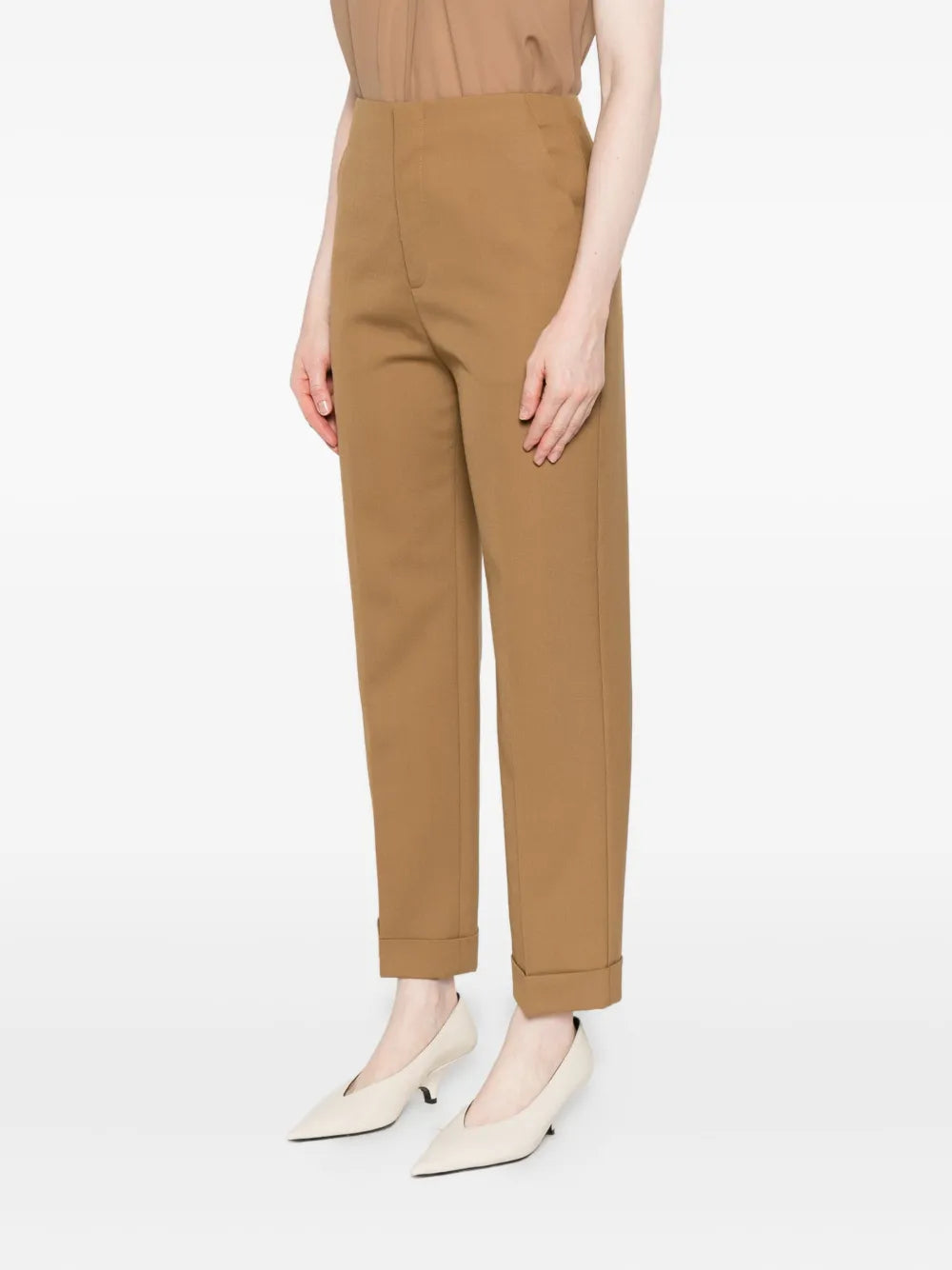 Straight-Leg Tailored Pants with Mid-Rise Waist