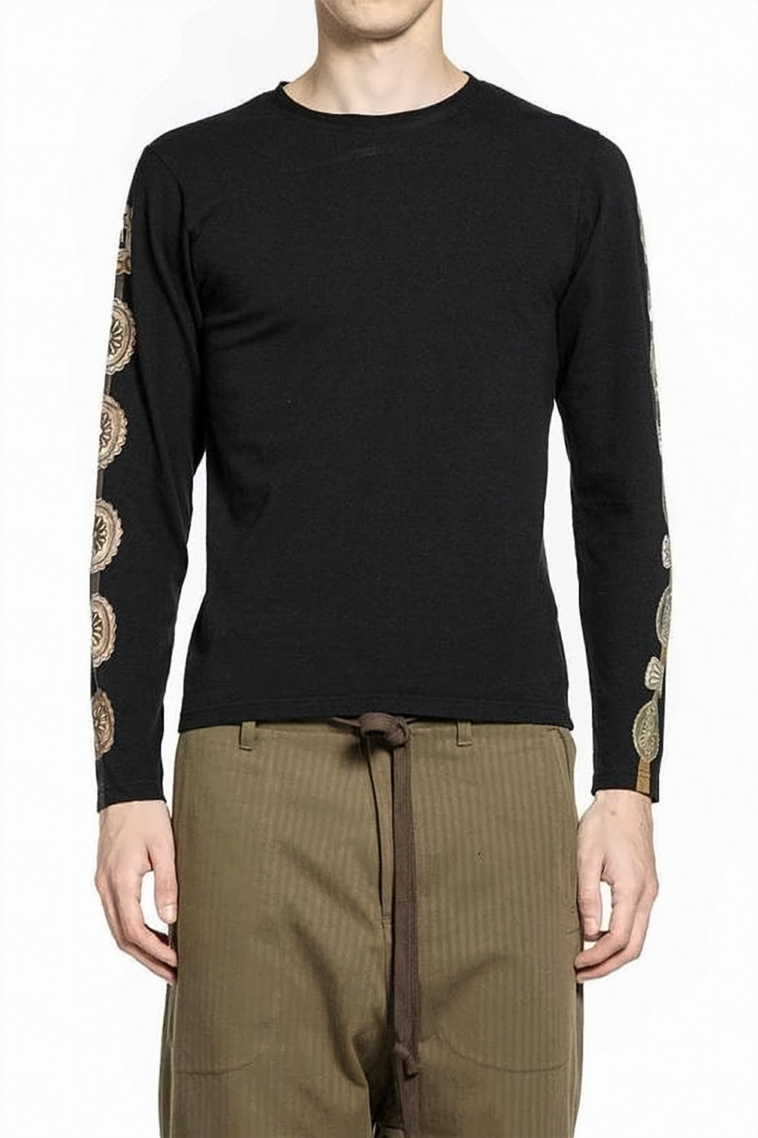 Intricate Patterned Black Long-Sleeve Shirt by Kapital