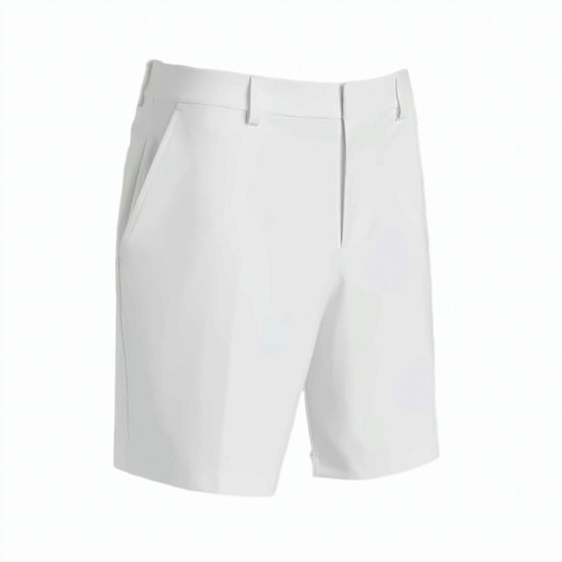 Minimalist Tailored White Shorts With Embossed Branding