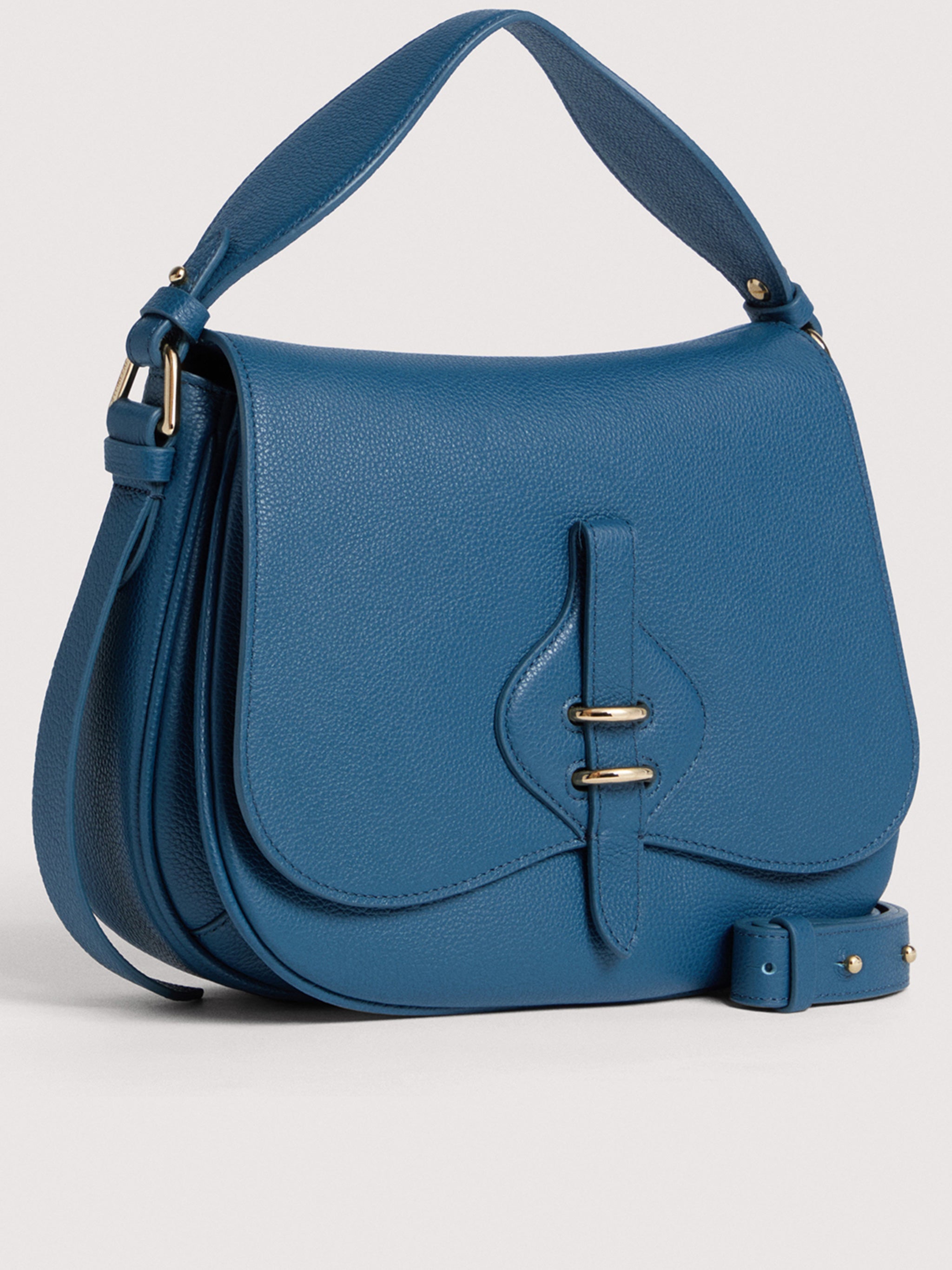Mavery Structured Blue Leather Handbag