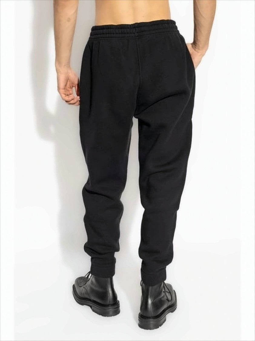 Relaxed Fit Black Cotton Jogger Pants With Embroidered Logo