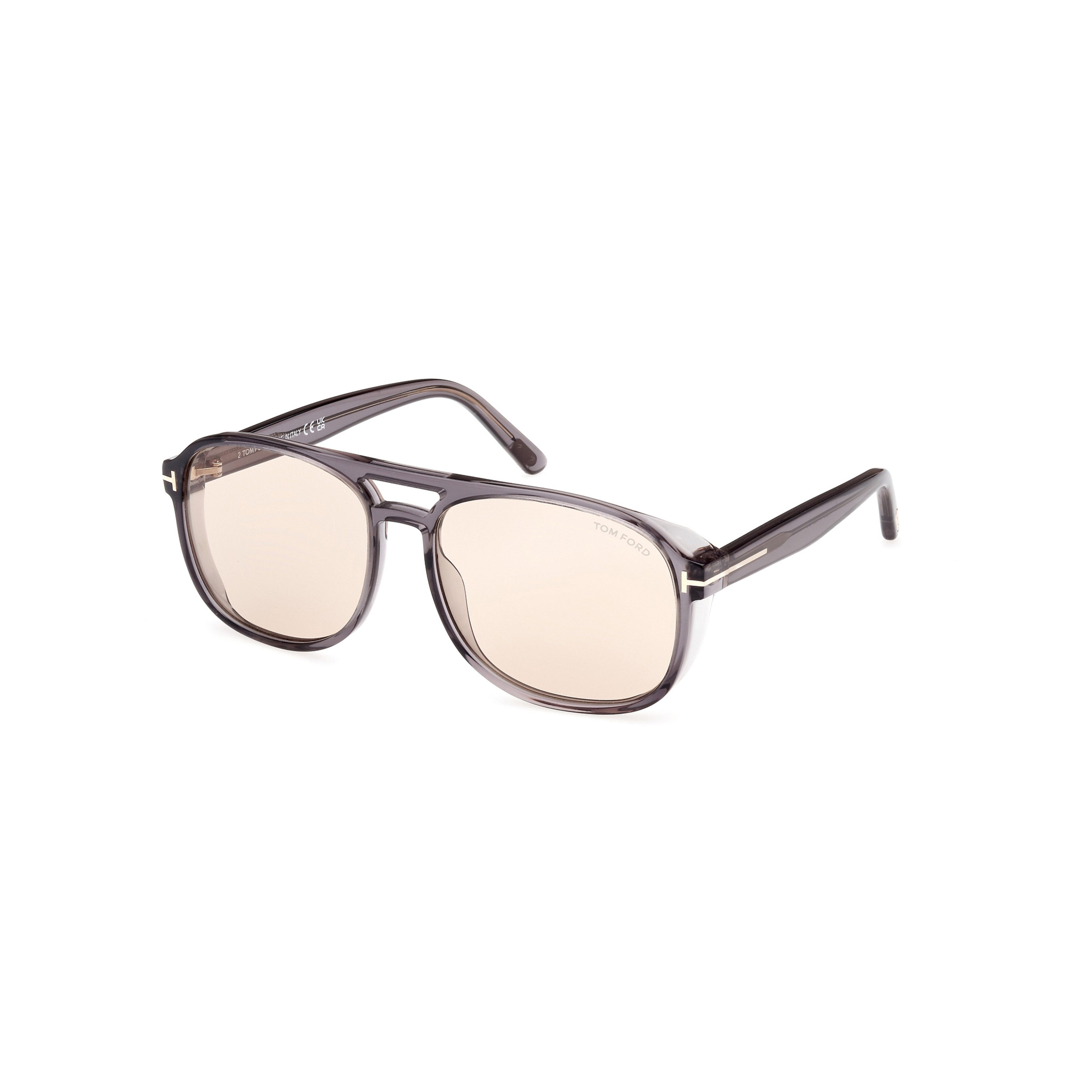 Translucent Grey Acetate Aviator Sunglasses With Metallic Detail