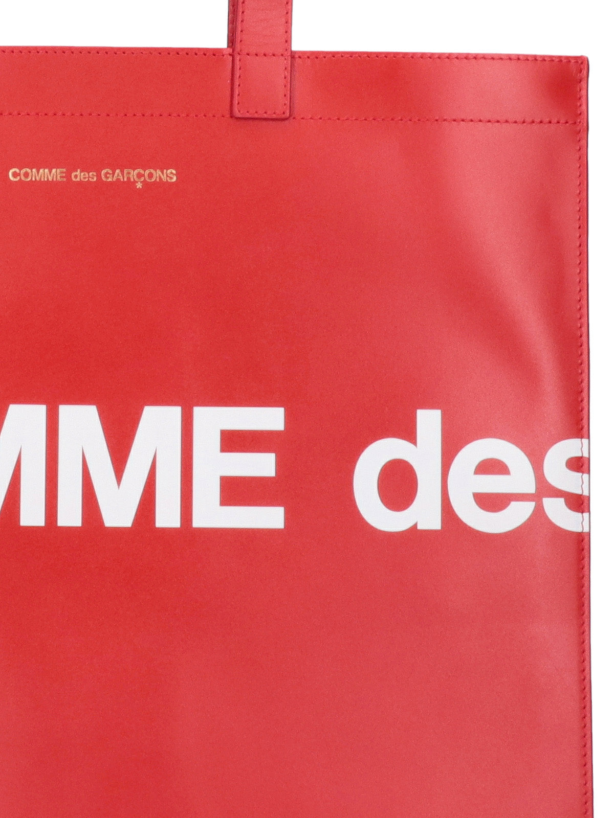 Red Smooth Leather Logo Tote Bag