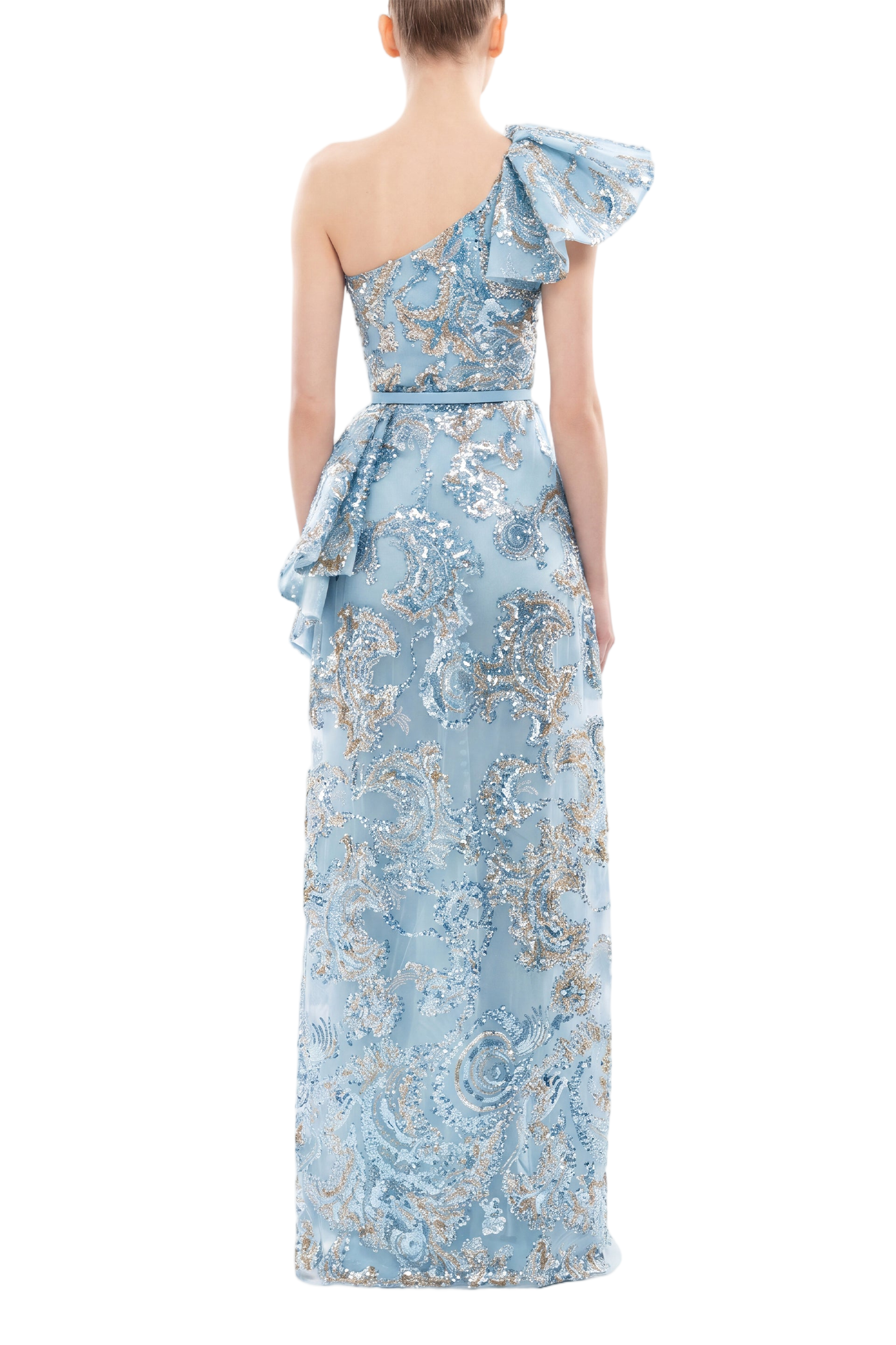 Ruffle Embroidered Long Dress