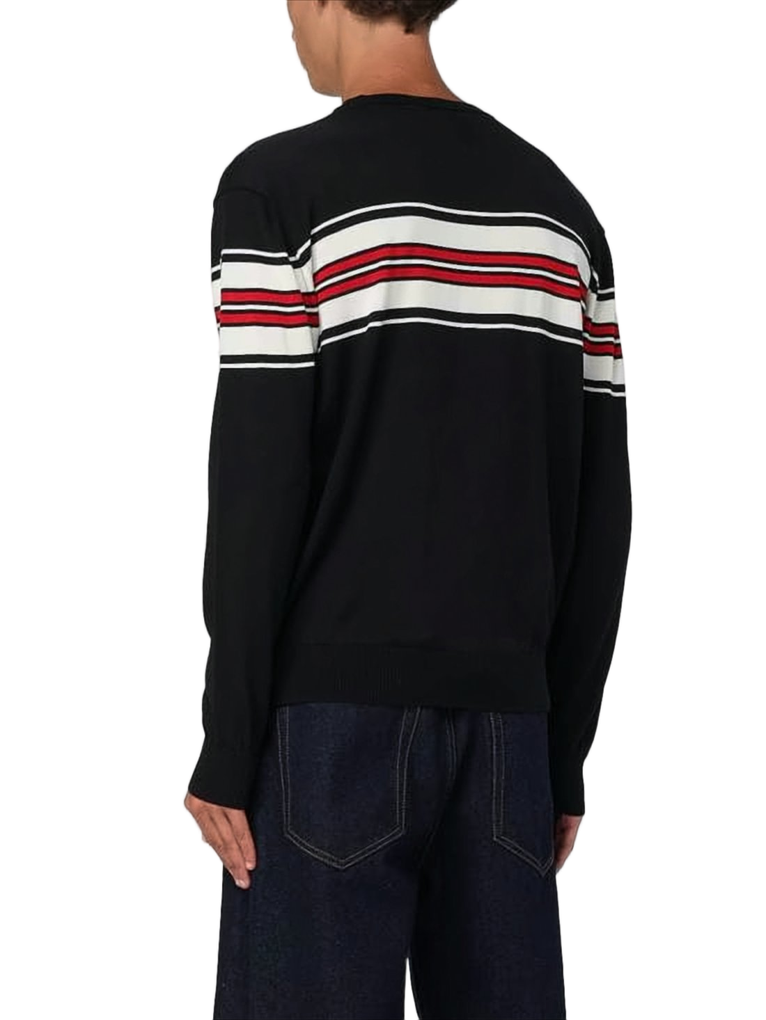 Horizontal Striped Knit Sweater With Signature Detail