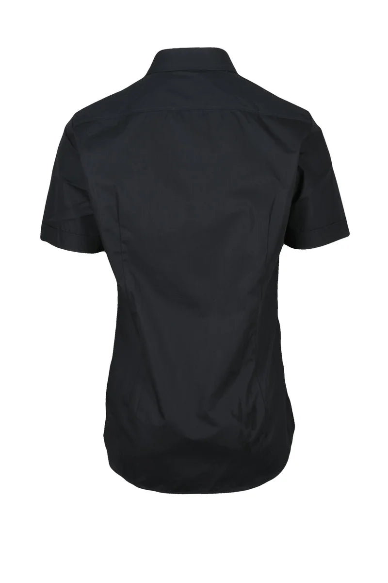 Short-Sleeved Cotton Shirt with Concealed Placket