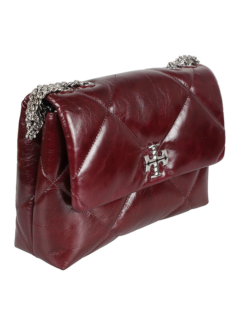 Quilted Burgundy Clutch Bag With Logo Clasp
