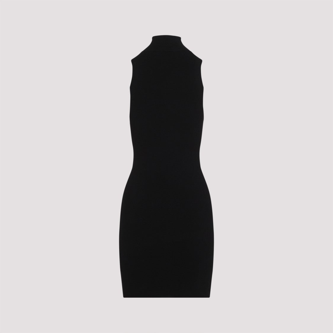 High Neck Fitted Mini Dress With Ribbed Texture