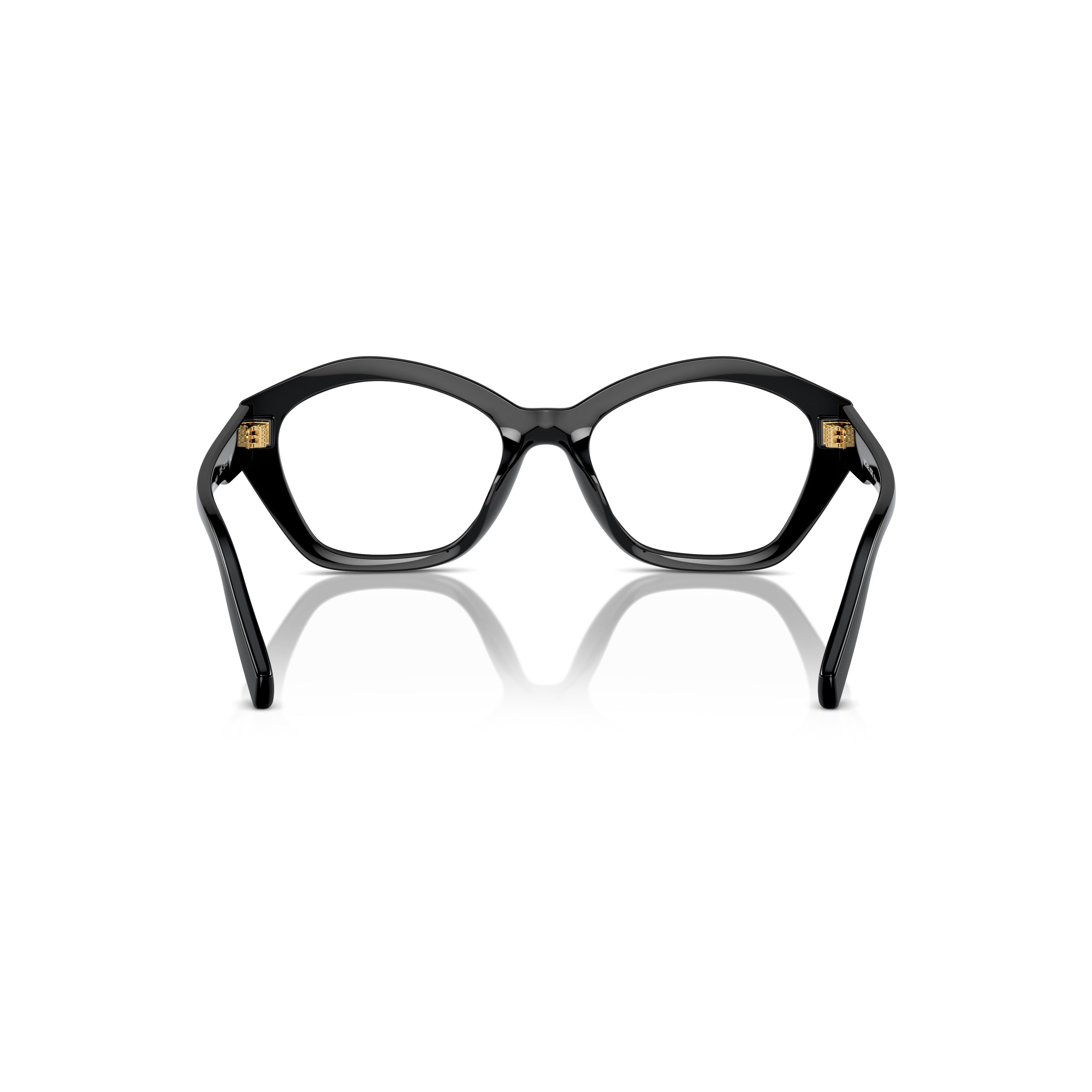 0mk4116u Geometric Black Eyeglasses with Gold Accents