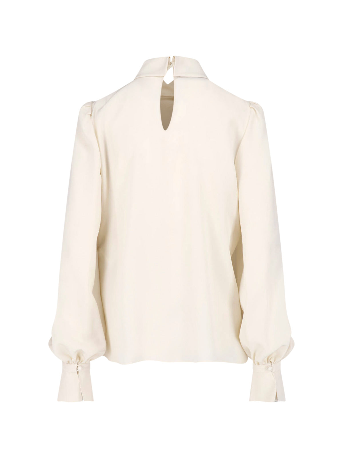 White Flowing Puffed Sleeve Fabric Blouse