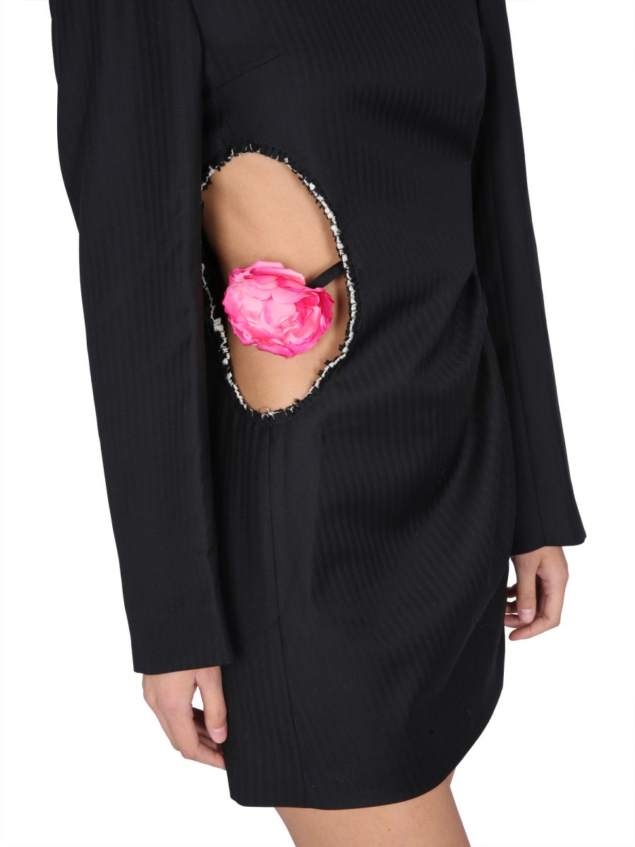 Cut-Out Mini Dress With Floral Embellishment