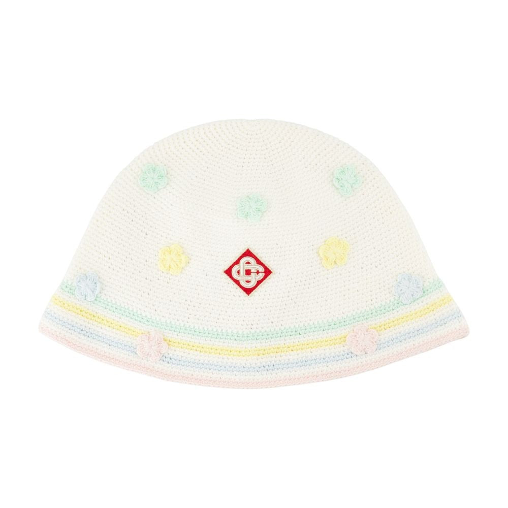 Kawaii Crochet Bucket Hat - Cotton - White