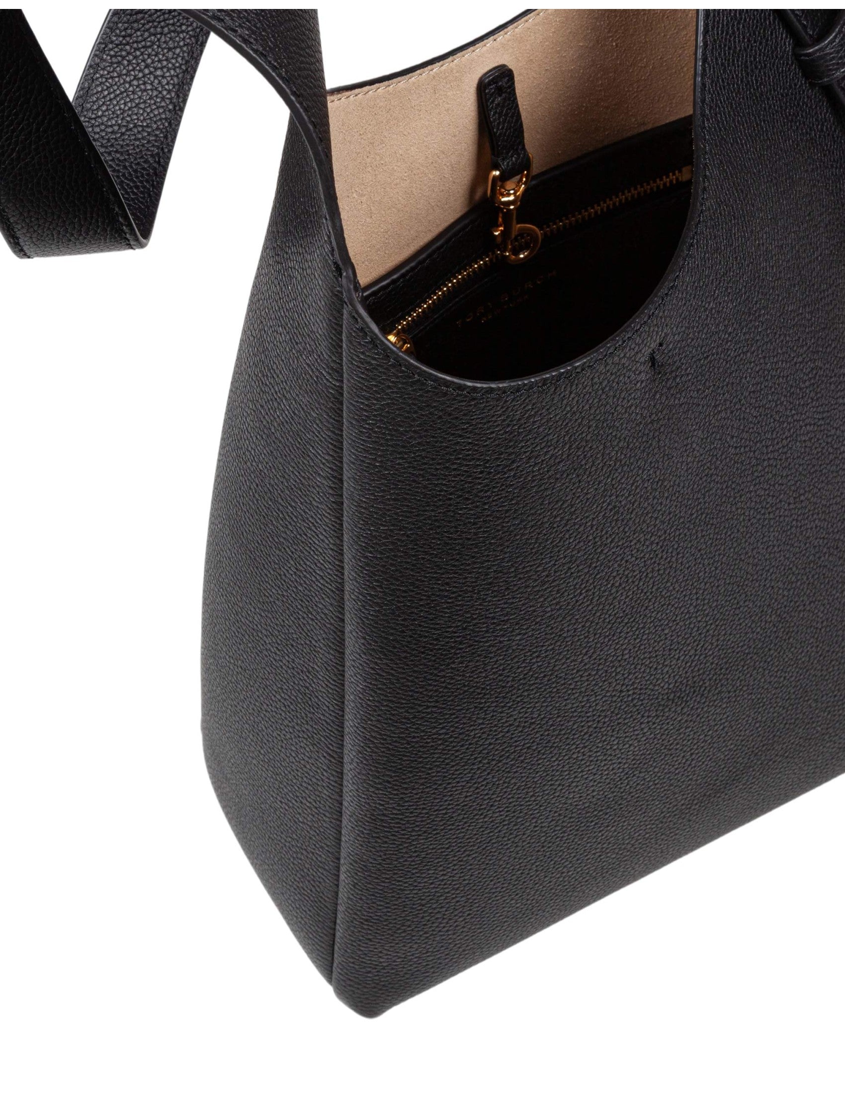 Romy Small Leather Hobo Bag, Black
