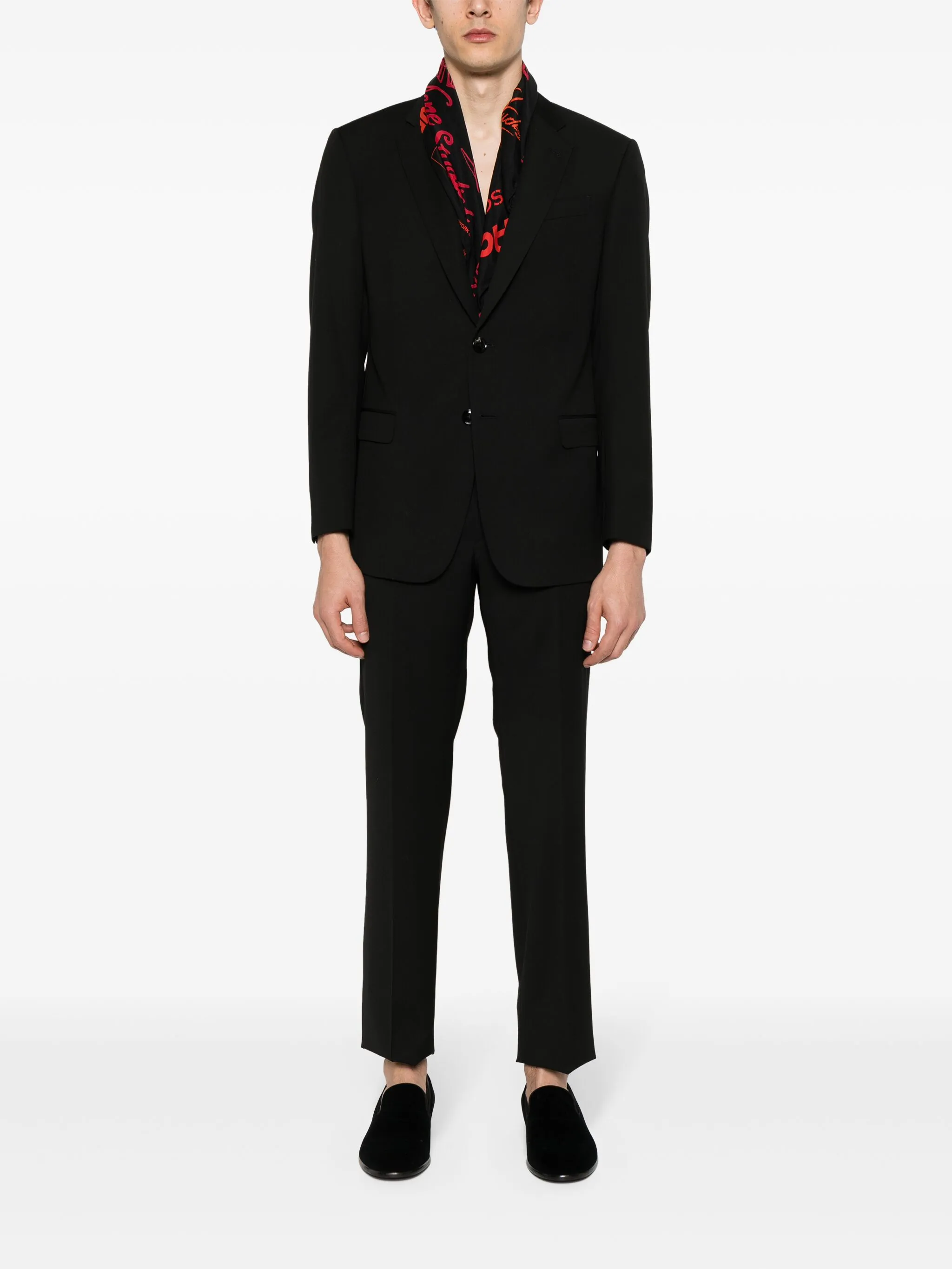 Tailored Black Wool Notch Lapel Suit