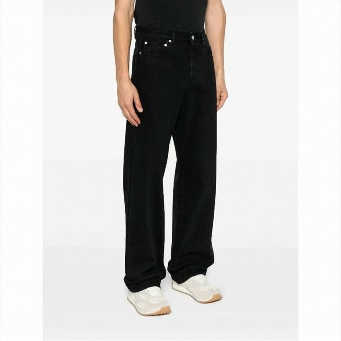 Wide-Leg Black Denim Pants