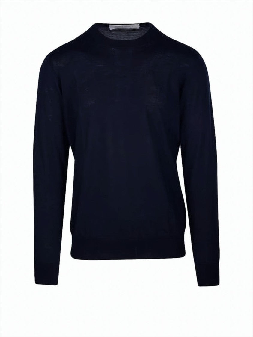 Fine Wool Long-Sleeve Sweater with Crew Neckline