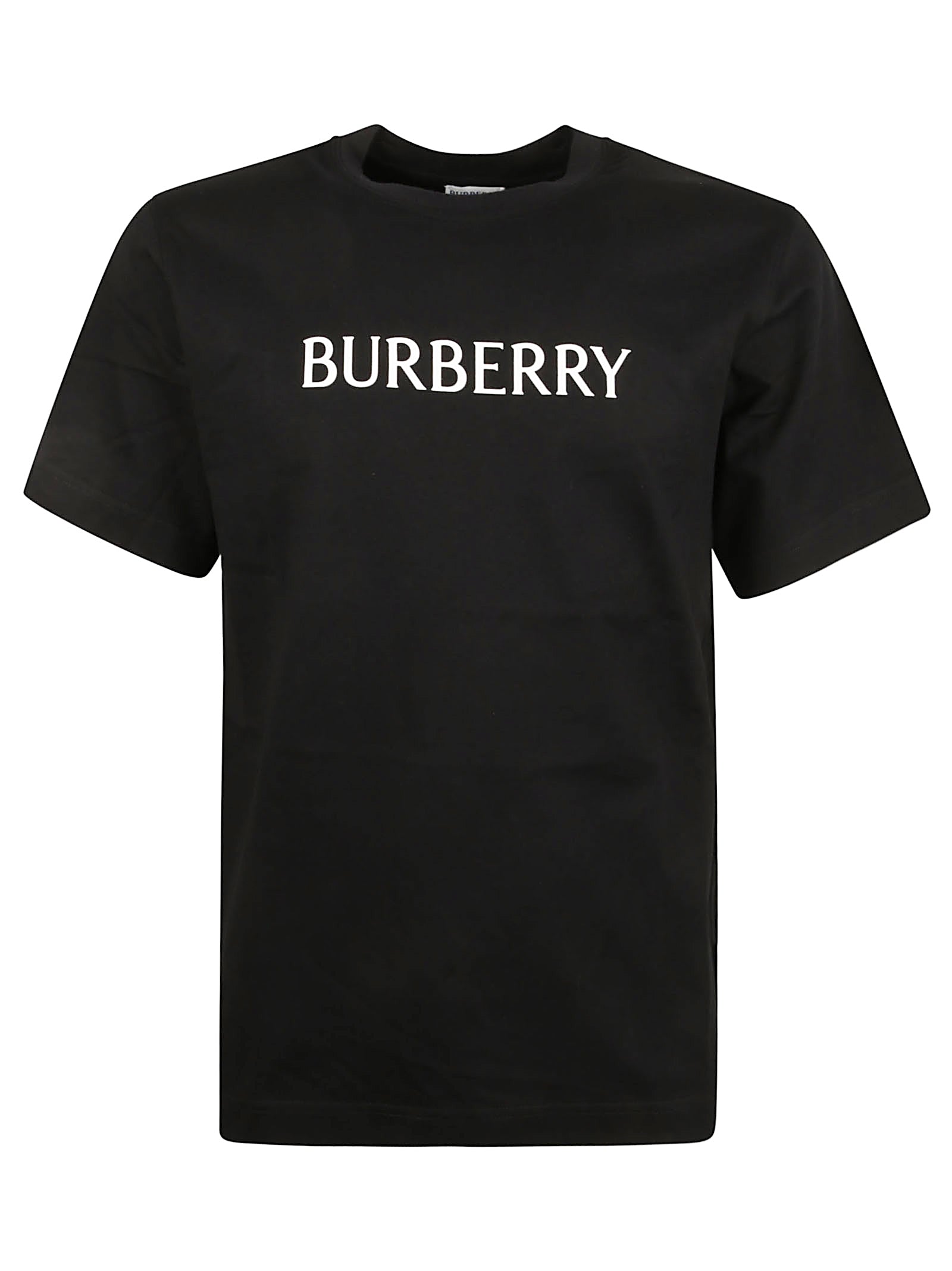 Black Cotton T-Shirt with Contrasting Logo