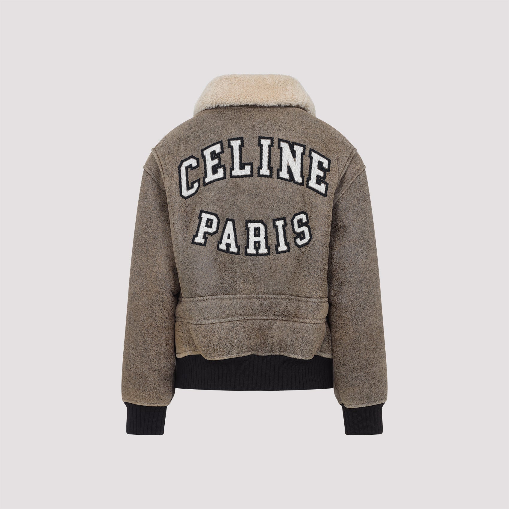 Cropped Army Green Lamb Leather Aviator Jacket
