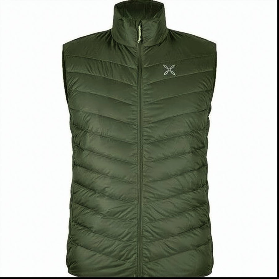 High-Collar Quilted Vest with Down Insulation