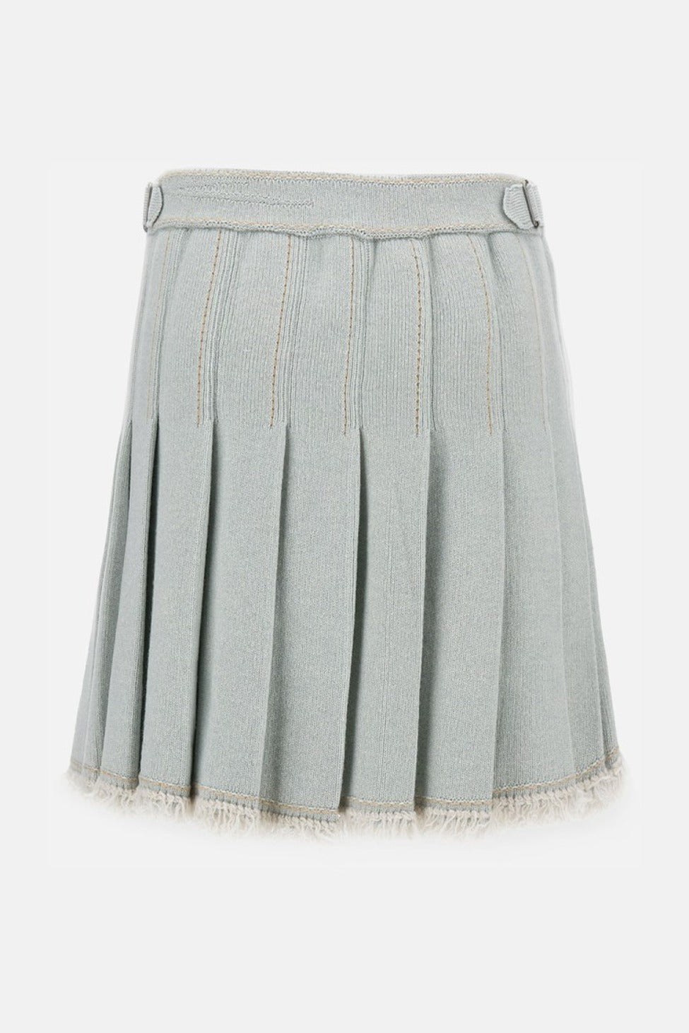 Pleated Skirt With Buckled Waistband In Textured Blend