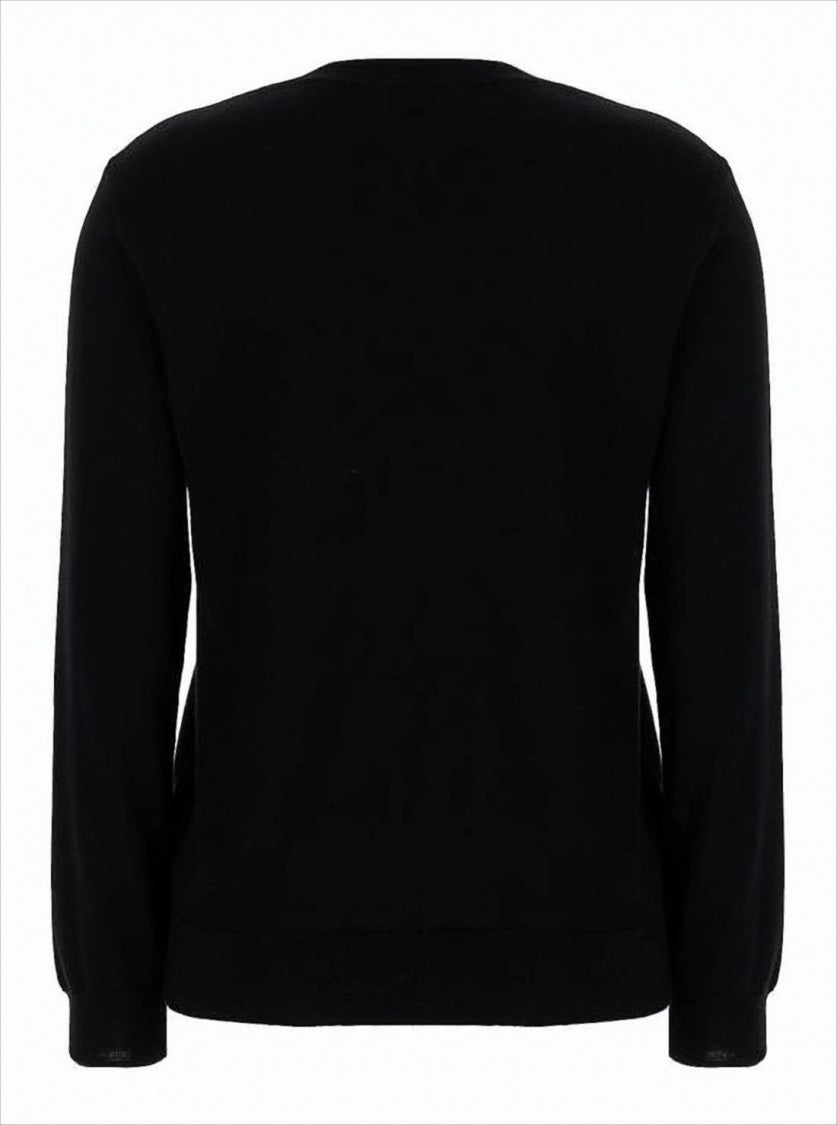 Black Knit Sweater with Classic Crew Neckline
