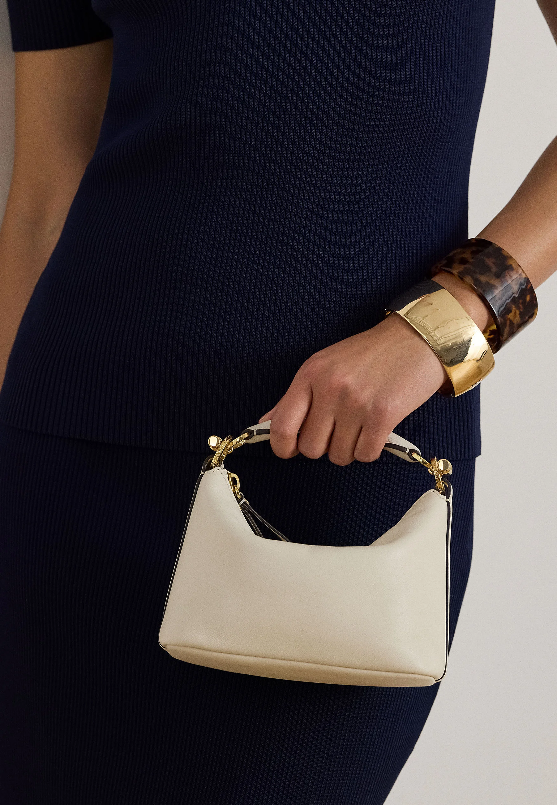 Structured Handbag with Minimalist Silhouette and Gold-tone Accents