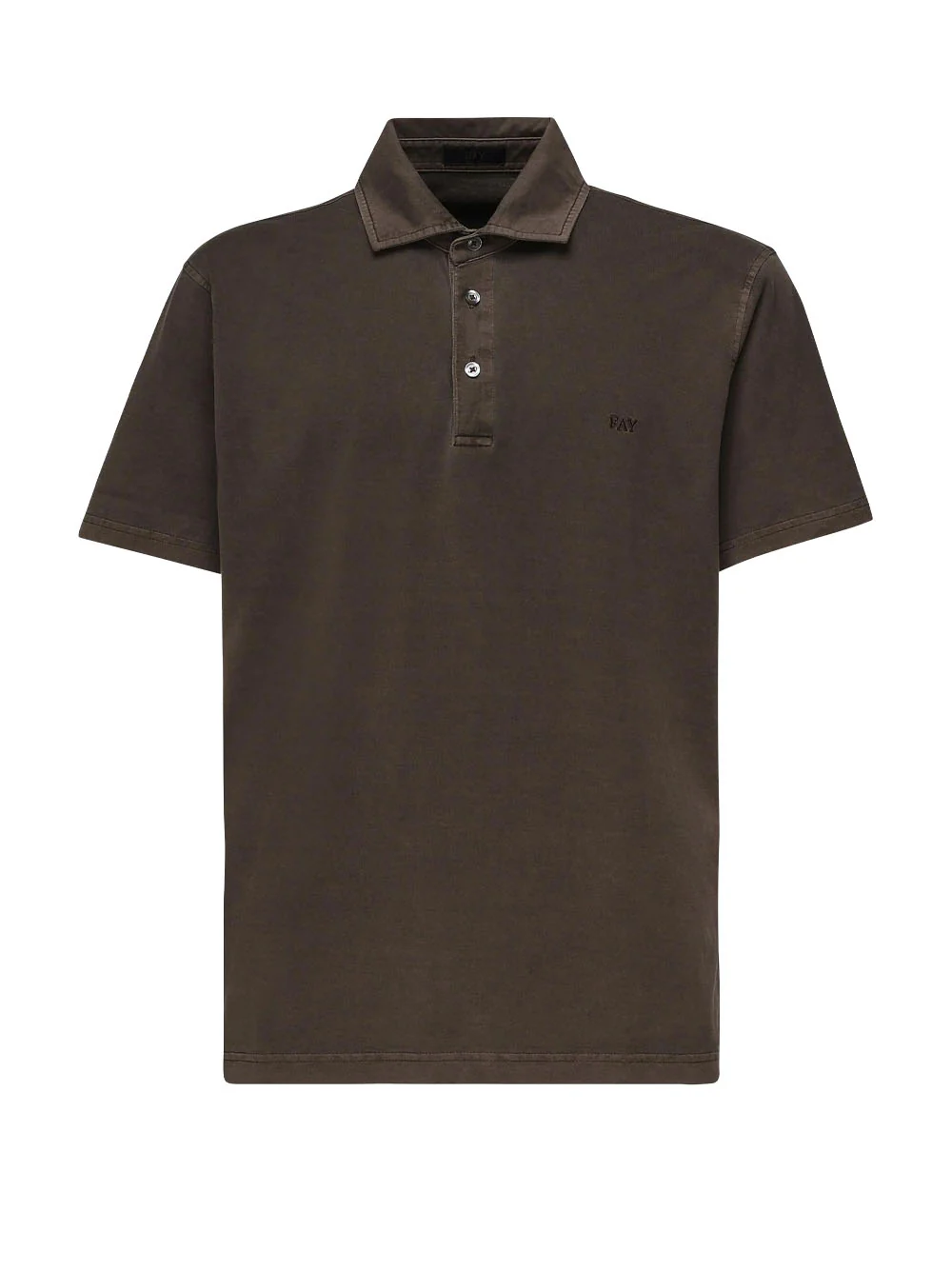 Classic Brown Short-Sleeved Polo with Subtle Stitching Details