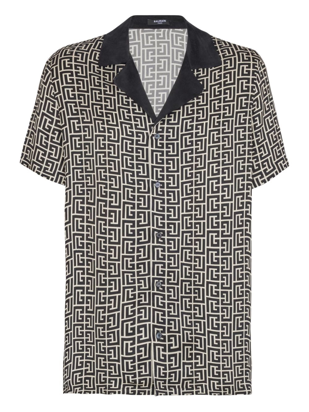 Geometric Monogram Short-Sleeve Button-Down Shirt