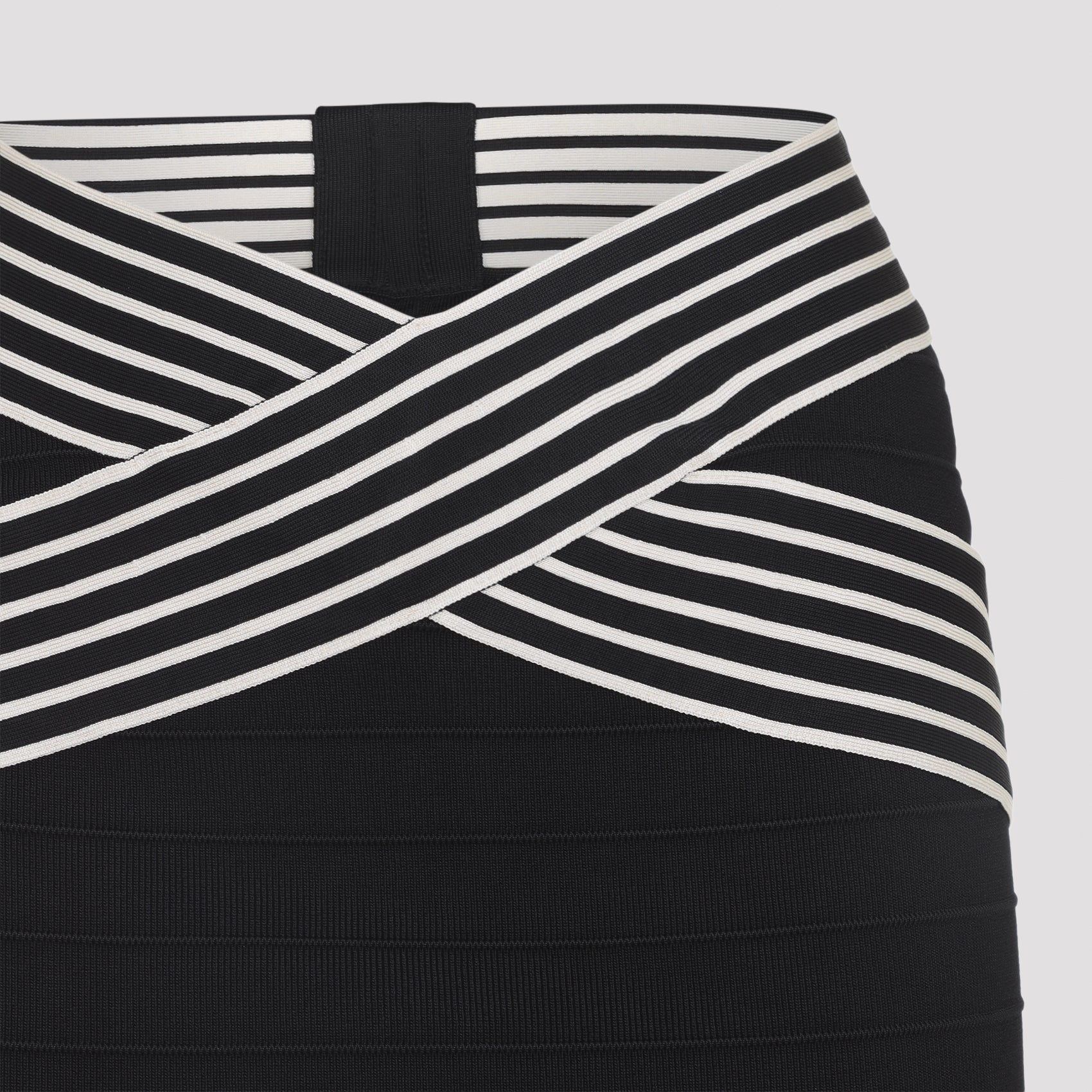 Fitted Midi Skirt With Contrasting Striped Waistband