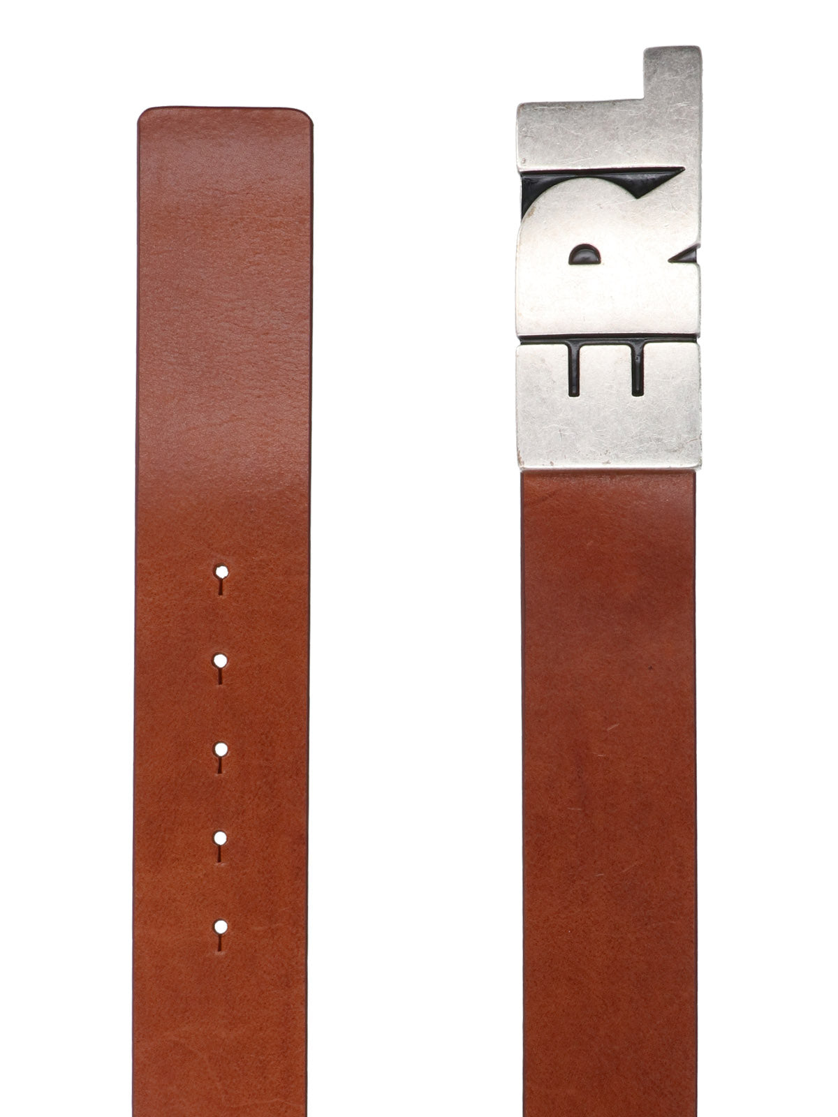 Calf Leather Belt With Adjustable Silver-Tone Erl Buckle