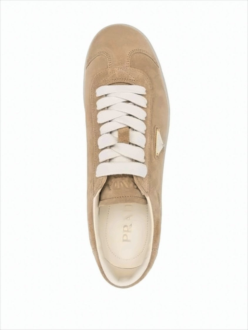 Low-Profile Suede Sneakers With White Rubber Sole